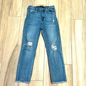 Kendall and Kylie distressed high rise straight leg Jeans size 27